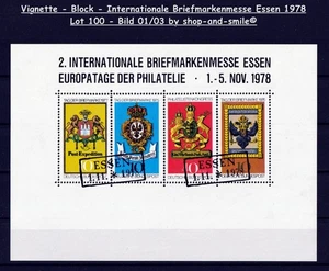 L100 - Vignetten - Ausstellungsblocks - Internat. Briefmarkenmesse Essen 1978 - Bild 1 von 3