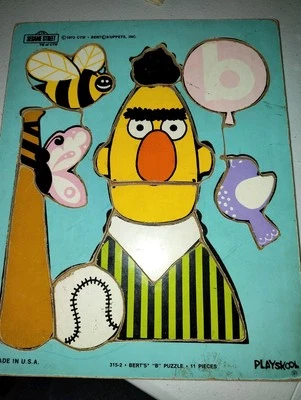 Rompecabezas de madera Bert Sesame Street Playskool 11 piezas vintage 1973 Foto 1 de 4