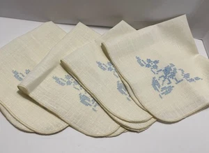 4 Vintage Cloth Napkins - Stamped Cross Stitched - Ready to Stitch 16"x16" - Picture 1 of 2