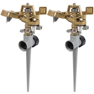 2 Pack Impact Sprinklers with Stand (Spike), Heavy Duty Zinc Alloy Lawn Sprin... - Picture 1 of 7