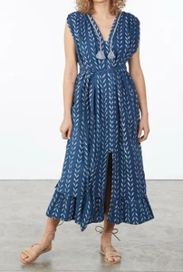 Mirth Marais Kaftan Kleid in indigo Gr. M/L Gürtel fehlt Lagenlook Boho Chic - Bild 1 von 9