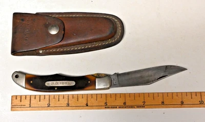 Cuchillo Plegable Vintage Schrade Old Timer 1250T en Funda de Cuero Original Foto 1 de 4