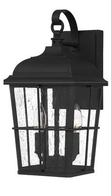 QUOIZEL Knox2-Luces 15,75 pulgadas H. Negro Mate-Vidrio de Semilla Transparente (No Incluye Bombilla) Foto 1 de 4