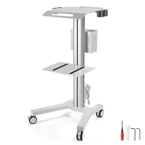 Yescom 2 Tiers Mobile Medical Cart Rolling Trolley Aluminum Lab Dental Spa Salon - Picture 1 of 12