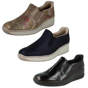 Ladies Rieker Wedge Sole Casual Square-Toe Slip On Shoes - 48761 - Picture 1 of 28