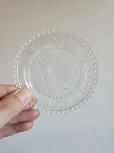 Clear Vintage Pairpoint Glass Thornton Burgess Cup Plate Spotty The Turtle - Picture 1 of 4