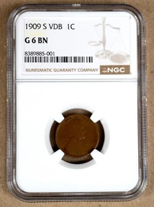 1909-S VDB LINCOLN CENT NGC G6 BN 885001 - KEY DATE - Picture 1 of 4