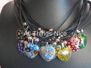 10 MILLEFIORI Murano Glass 20mm Love HEART Pendant Necklace Fashion Jewellery