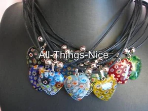 10 MILLEFIORI Murano Glass 20mm Love HEART Pendant Necklace Fashion Jewellery - Picture 1 of 1