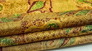 Pure Silk Fabric By The Yard Dress Making Cloth Collage Vintage Material PSF1364 - Picture 1 of 7