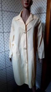 Vintage 70's PAKAMAC Women All Nylon Raincoat Buttons Pockets Beige/Yellow Sz SM - Picture 1 of 16