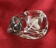 Crystal Sleeping Cat Votive Candle Holder Cat TeaLite Solid Clear Made In USA