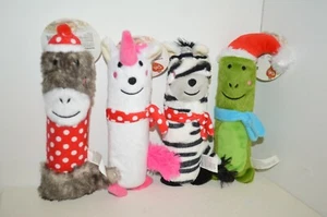 4 PC Pet Central TOYS Dog Chew Unicorn MONKEY Zebra Santa Hat Green Monster NEW - Picture 1 of 9