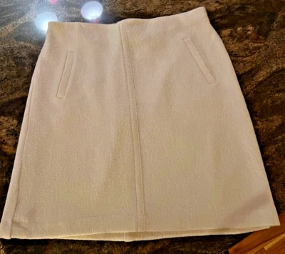 ANN TAYLOR TALLA 10 Damas NUEVA Falda Blanca Mezclada Lana 2 Bolsillos Forrada Ajustable Foto 1 de 4