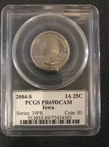 2004-S Iowa State Quarter PCGS PR69DCAM FLAG LABEL p2 NEAR Perfect - Picture 1 of 2