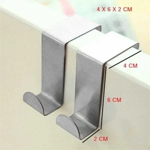 Over Door Hook Stainless Steel Reversible Cupboard Drawer Metal Hooks Hanger DIY - Picture 1 of 4