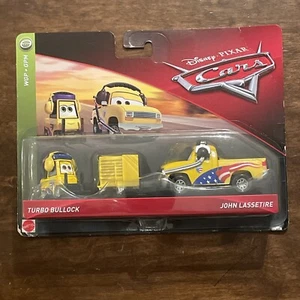 DISNEY PIXAR CARS "2-PACK TURBO BULLOCK & JOHN LASSETIRE", NEW IN PACKAGE - Picture 1 of 8