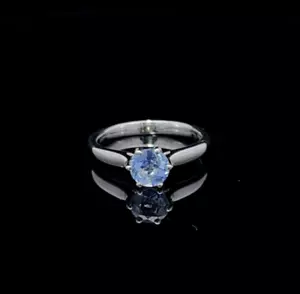 Platinum 1.28ct Round Sapphire 6-Prong Set Solitaire Ring - Picture 1 of 4
