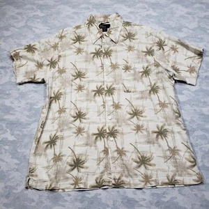 Marc Edwards Hawaiian Shirt Mens XL Green Linen Blend Palm Tree Print Short... - Picture 1 of 10