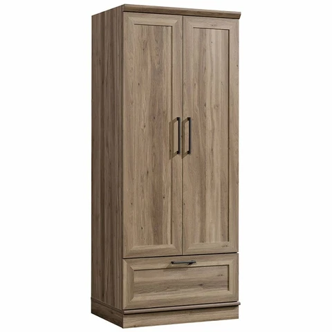Pemberly Row Modern Engineered Wood Wardrobe Armoire with 1-Drawer in Salt Oak Cover