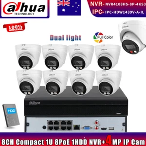 Dahua 8CH 8POE NVR 4MP Dual Light Full Color security IP CAMERA CCTV Systems Lot - Picture 1 of 26