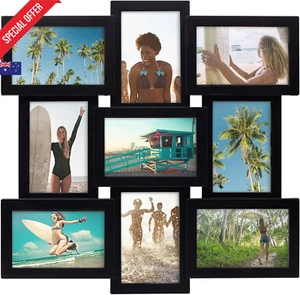 18 X 18 Inch 9 Opening Photo Collage Frame, Displays Four 4X6 and Five 6X4 Inch - Picture 1 of 12