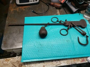 19th Century Steelyard Scale Hooks With Weight Original No.3 - Picture 1 of 16