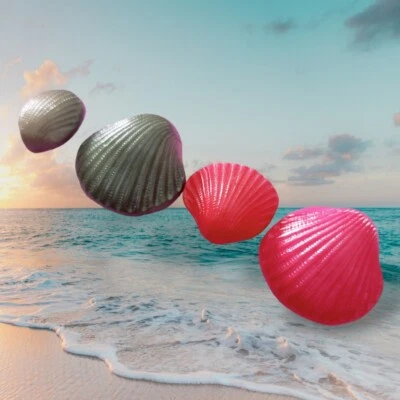 4x Vintage Shell Buttons (2x 15mm, & 2x 23mm) Green & Red Dimentional Novelty - Image 1 of 4