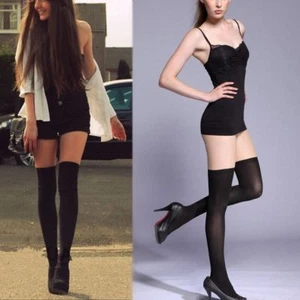 BLACK SHEER OPAQUE OVER THE KNEE PANTYHOSE DESIGNER HOSIERY FAST FREE POST - Foto 1 di 4
