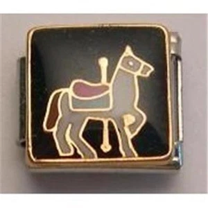 RARO ENCANTO ITALIANO CARRUSEL CABALLO PONY ESMALTE 9MM CLÁSICO HÁGALO USTED MISMO FELIZ GO ROUND NUEVO - Imagen 1 de 2