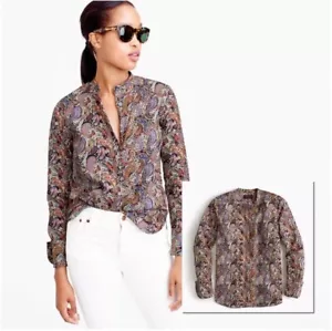 J.CREW Talla 2 Popover Sin Cuello Estampado Liberty Eastern Voyage F8165 $118 - Imagen 1 de 13