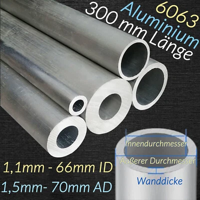 Alurohr Aluminium Rundrohr Rohr Alu Rohre Aluprofil Länge 300 mm Ø1.5-70 mm - Bild 1 von 4