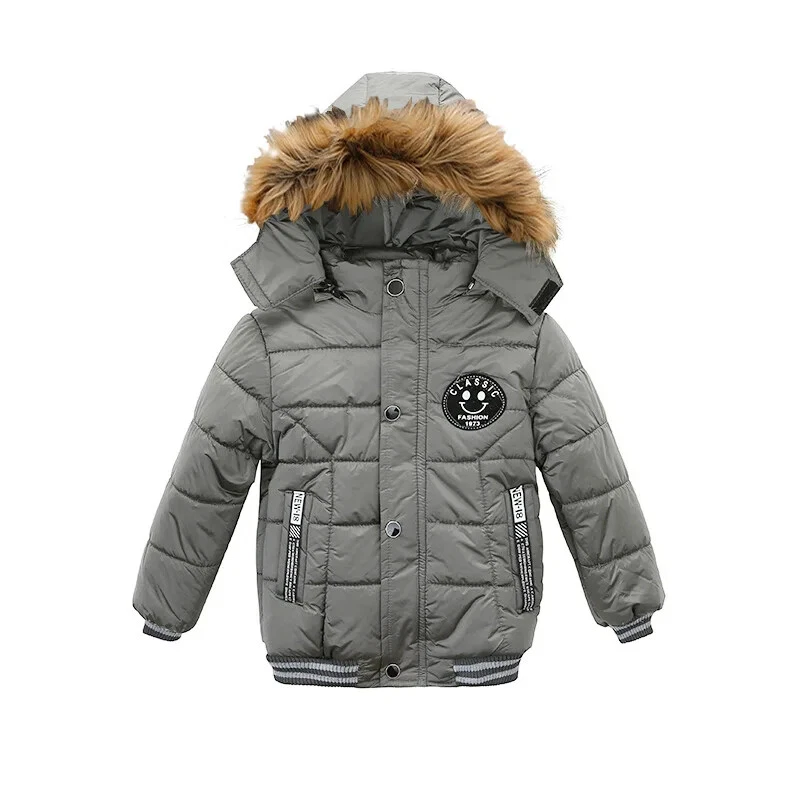 1-6 Years Boys Jacket Winter Heavy Hooded Kids Windbreaker Keeping Warm Resist - Image 1 of 4