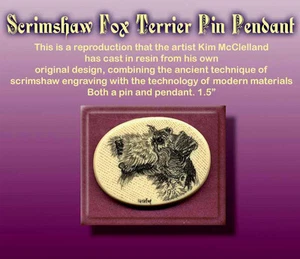 Fox Terrier Dog Scrimshaw Art Pendant/Pin - Picture 1 of 1