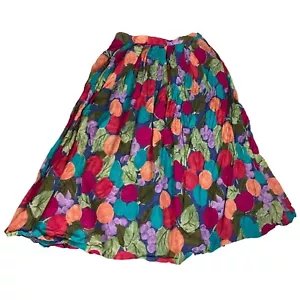 REIS Wearable Art Fruit Pleated A-Line Skirt Women's S Colorful Zip Pocket Lined - Picture 1 of 5