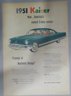 Kaiser Car Ad : Kaiser Deluxe 2 portes berline pour 1951 modèle taille : 11 x 15 pouces
