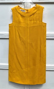 Vintage Neiman Marcus 1960s Lemon Yellow Shift Dress Size S Fully Lined Mini - Picture 1 of 8