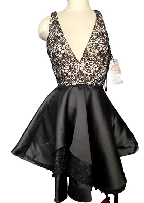 Azaria Bridal Little Black Dress size 4 Special Occasion Open Back Lace  NEW - Image 1 of 4