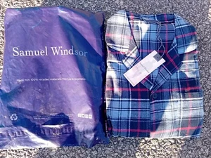 Samuel Windsor Shirt M Tartan Blue Red - Picture 1 of 4