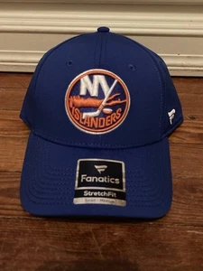 New York Islanders Hat Cap Blue Stretch Flex Fit S / M Hockey NHL Fanatics New - Picture 1 of 7