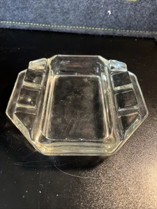 Vintage Art Deco Elongated Octagon Clear Glass Catchall/Trinket Dish/Ashtray - Picture 1 of 5