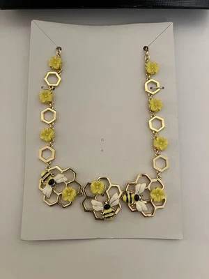 Collar Esmalte Talbots Abeja Nido de Abeja Flor Tono Dorado - En Caja - Nuevo Foto 1 de 4