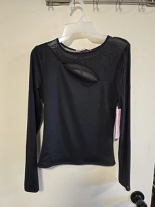 Camisa Crave Fame Nueva con Etiquetas Mediana Junior Negra Transparente Manga Larga Acanalada #1632D - Imagen 1 de 13