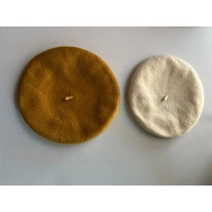 Vintage Berets Olive and Pique 100% Wool Brown and Beige - Picture 1 of 11