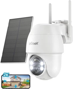 ieGeek Solar Security Cameras Wireless Outdoor, 2K 2.4G WiFi Camera 360° PTZ - Picture 1 of 9