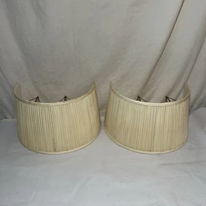 Applique da parete plissettato doppia lampadina clip on 12,5 pollici paralume mezza lampada vintage - Foto 1 di 20