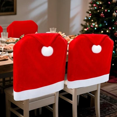 Christmas Chair Covers of 4, Thicken Velvet Dining Room Chair Covers, Soft Ch... - Image 1 of 4