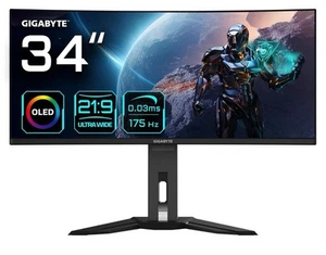 GIGABYTE MO34WQC2 Wide Quad HD 34" Curved OLED Gaming Monitor Schwarz | UVP 669£ - Bild 1 von 8