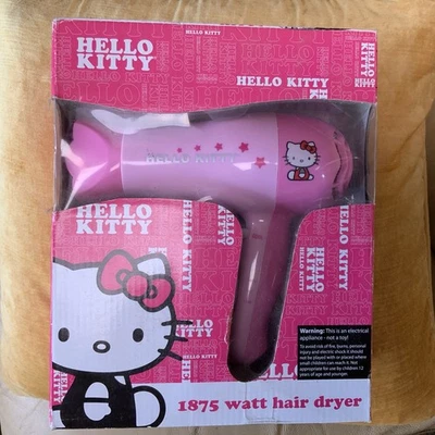 全新带盒 Hello Kitty 1875 瓦吹风机 带两个加热设置和冷射击按钮 — 第 1/4 张图片