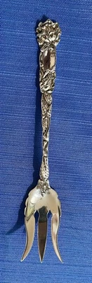 Horquilla de pepinillo de plata esterlina rosa nupcial Alvin estilo antiguo Art Nouveau 1903 antigua Foto 1 de 4